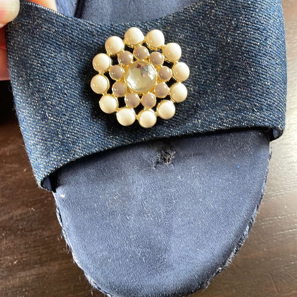 Lindsay Phillips Chambray / Denim Wedge Sandals - Picture 5 of 8
